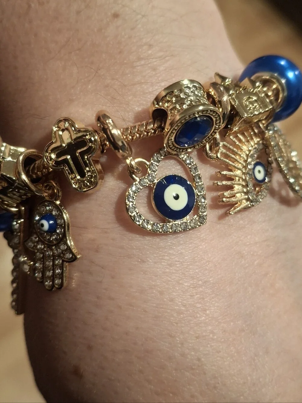 Evil Eye Gold Plated Charm Bracelet